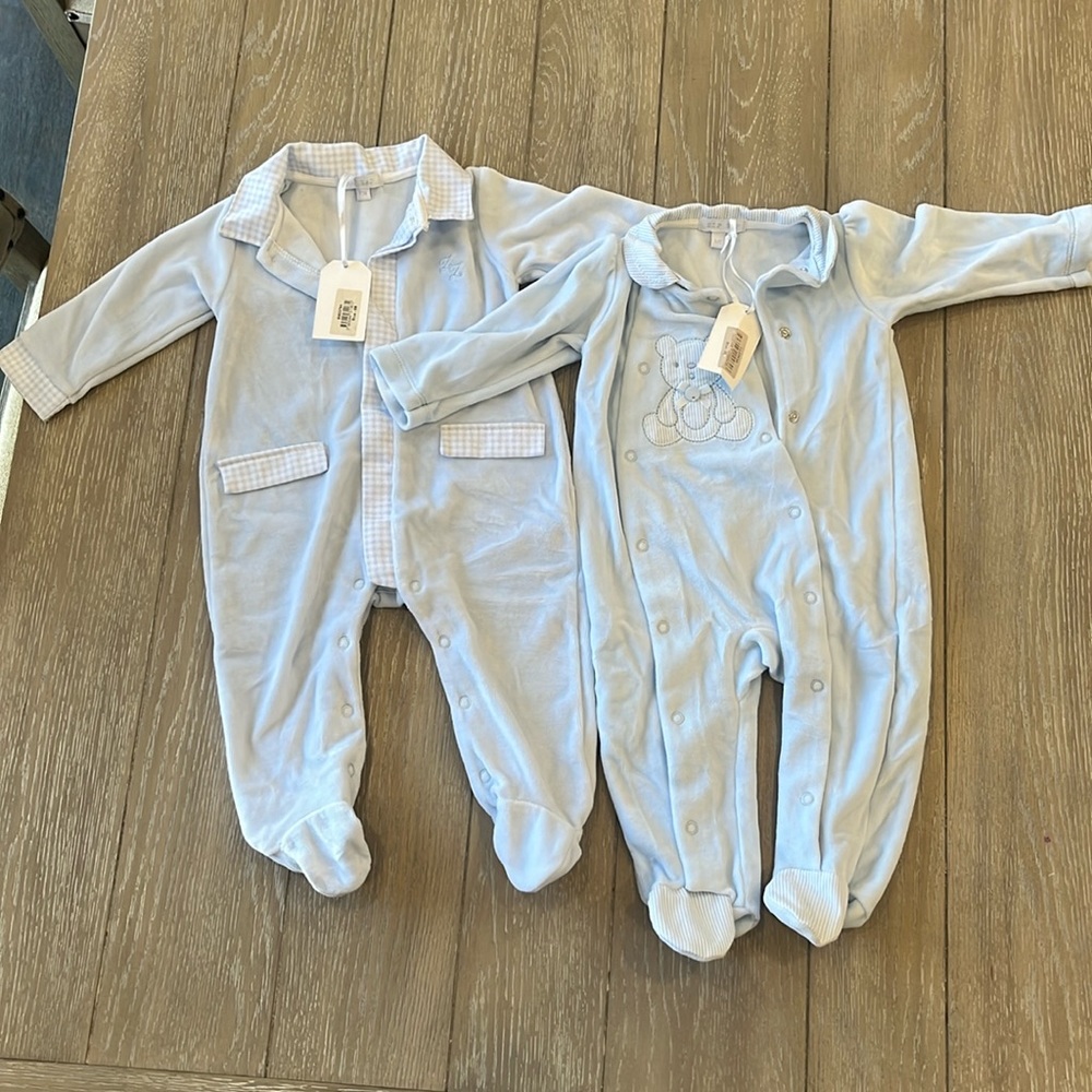 Baby boys velour onesies.